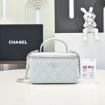 Chanel Vanity Cosmetic Top Handle Bag - Light Blue