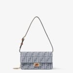 Fendi Chain Wallet Baguette Handbag - Blue Denim