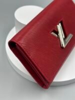 Louis Vuitton Red Epi Leather Twist Wallet - Silver - Image 7