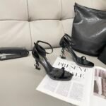 SAINT LAURENT YSL Ankle Strap Sandal (Women)  Black-Shoes - Image 3