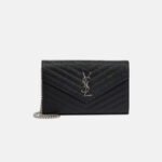 Saint Laurent YSL Cassandre Envelope - Black - Silver Metal