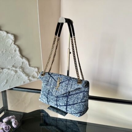 Yves Saint Laurent YSL Loulou Puffer Denim Bag - Small Size