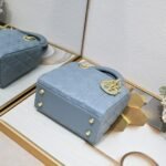 Dior Small Lady Dior Bag Blue Cannage Calfskin Golden Hardware - Bag - Image 3