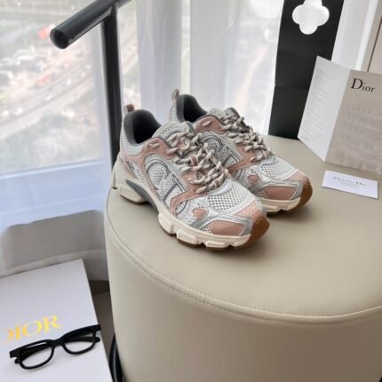 Dior Chrono Classic Mesh with Pink Leather-Effect Panels Sneaker - Shoes