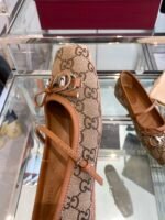 [TOP] Gucci Horsebit Ballet Flat Beige And Dark Drown Original GG Canvas Shoes - Image 8
