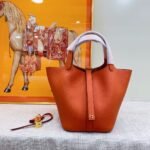 Hermes Clemence Picotin Lock Bag Golden Hardware-Orange Bag