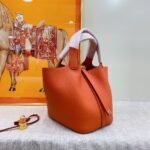 Hermes Clemence Picotin Lock Bag Golden Hardware-Orange Bag - Image 4