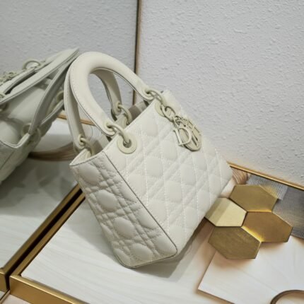 Dior Small Lady Dior Bag White Ultramatte Calfskin - Bag