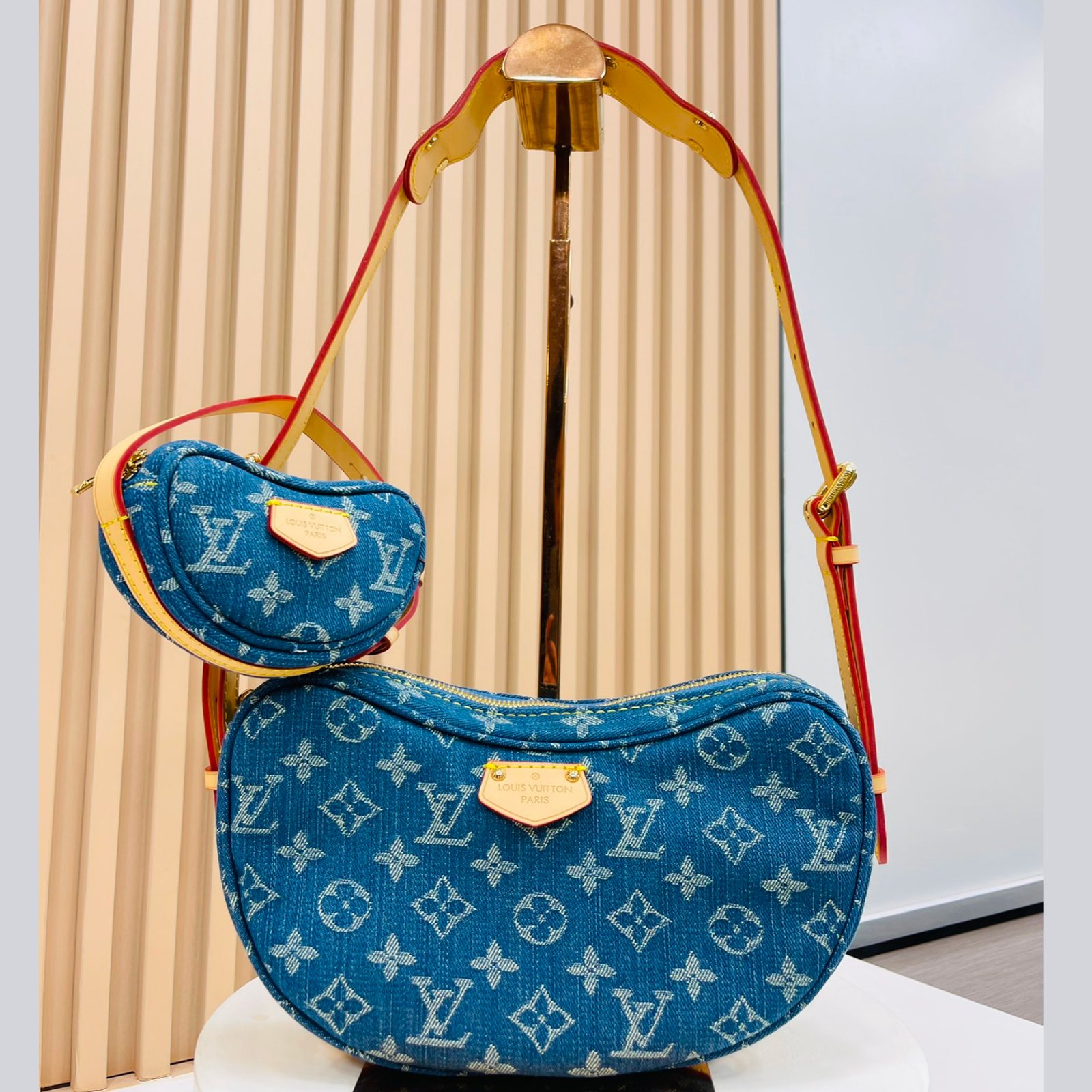 782EA96C-7B58-9D1C-D754-3F6AAB91EEDC-1 Louis Vuitton New LV Remix Croissant Denim MM Bag - Image 1