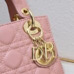Dior Mini Lady Dior Bag Pink Cannage Calfskin Golden Hardware - Bag - Image 8