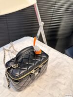 Chanel Vanity Cosmetic Top Handle Bag - Black - Image 4
