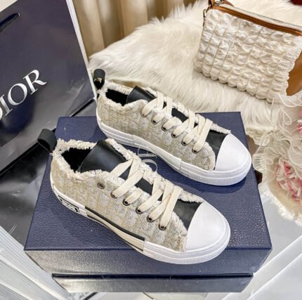Dior New Embroidered White Low Top Shoes