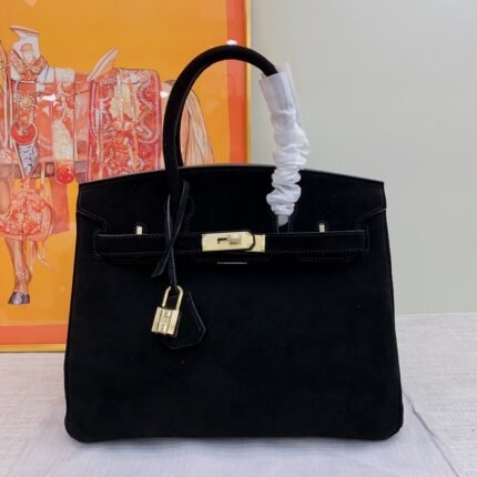 Hermes Birkin Bag Doblis Bag Golden Hardware-Black Bag