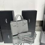 Saint Laurent Grey Croc Embossed Leather Nano Classic Sac De Jour Tote - Bag - Image 4