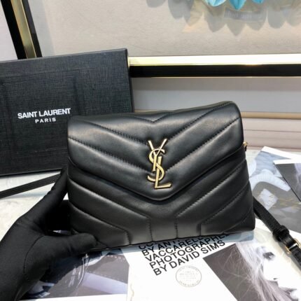 [TOP] SAINT LAURENT Loulou Toy quilted leather shoulder bag black - Bag