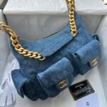 Chanel Hobo Washed Denim And Gold-Tone Metal  Blue Bag - Image 10