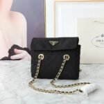 Prada Tessuto Impuntu Quilted Flap Shoulder Black Bag - Image 2