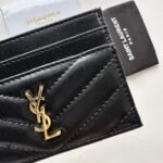 Saint Laurent CASSANDRE MATELASSÉ card case in lambskin -Black and Gold Wallet - Image 6