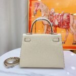Hermes Kelly Haze White Silver Hardware - Bag - Image 4