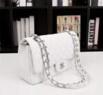 Chanel Classic Double Flap Bag White Caviar Silver Hardware - Bag - Image 2