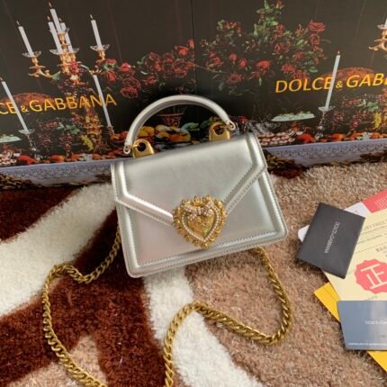 [TOP] Dolce & Gabbana Chain Tote Crossbody Bag - Silver Bag