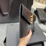 SAINT LAURENT Uptown  POUCH IN CROCODILE-EMBOSSED SHINY LEATHER BLACK-Gold hardware - Bag - Image 5