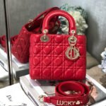 Dior Small Lady Dior Bag Red Cannage Calfskin Golden Hardware - Bag - Image 3