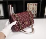 Chanel Classic Flag Handbag Lambskin & Gold-Tone Metal Burgundy Gold Hardware - Bag - Image 3