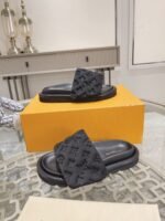 Louis Vuitton Women's Black Pool Pillow Padded Recycled-nylon Sliders - Shoes - Image 4