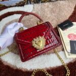 [TOP] Dolce & Gabbana Chain Tote Crossbody Bag - Red and Black Crocodile Bag - Image 4