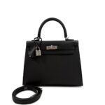 Hermes Black Epsom Kelly Sellier Palladium Hardware