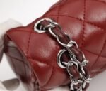 Chanel Classic Flag Handbag Lambskin & Gold-Tone Metal Burgundy Sliver Hardware - Bag - Image 6