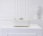 Chanel Classic Flag Bag Pearl Crush Mini Square White Calfskin Light Gold Hardware - Bag - Image 4
