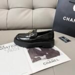 Chanel Alphabet Buckle Loafers-Black - Image 5