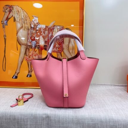 Hermes Clemence Picotin Lock Bag Golden Hardware-Pink Bag
