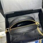 SAINT LAURENT Grain De Poudre Matelasse Chevron Quilted Round Vinyle Camera Bag Deep Marine-Gold hardware - Bag - Image 9