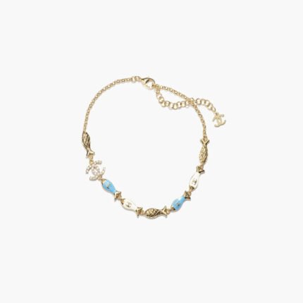 Chanel Gold, White, Light Blue, Dark Blue & Crystal Bracelet