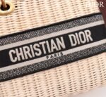 Christian Dior Lady Dior Natural Wicker and Blue Dior Oblique Jacquard Handbag - Bag - Image 5