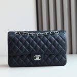 [TOP]Chanel Classic Flag Bag Medium Classic Double Flap Bag SO Black Crumpled Calfskin Silver Hardware - Bag - Image 7
