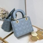 Dior Small Lady Dior Bag Blue Cannage Calfskin Golden Hardware - Bag - Image 2