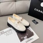 Chanel Alphabet Buckle Loafers-White - Image 2