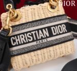 Christian Dior Lady Dior Natural Wicker and Blue Dior Oblique Jacquard Handbag - Bag - Image 5