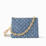 Louis Vuitton Coussin Dark Blue Denim Color Small Handbag Gold Hardward