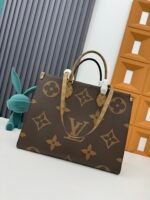 LOUIS VUITTON LV Monogram Canvas Onthego GM Black Leather Long Strap - Bag - Image 2