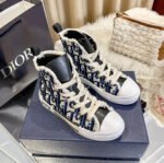 Dior New Embroidered Black Blue High Top Shoes