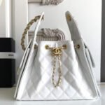 CHANEL 25 Small Handbag Grained Calfskin & Gold-Tone Metal White -Bag - Image 3