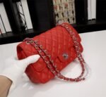 Chanel Classic Double Flap Bag Red Caviar Silver Hardware - Bag - Image 3