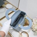 Dior Small Lady Dior Bag Blue Cannage Calfskin Golden Hardware - Bag - Image 5