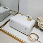 Dior Medium Lady Dior Bag White Cannage Calfskin Golden Hardware - Bag - Image 4