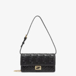 Fendi Baguette Wallet With Chain - Black